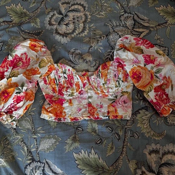 For Love And Lemons Pants - For Love And Lemons Red and White Floral Jumpsuit